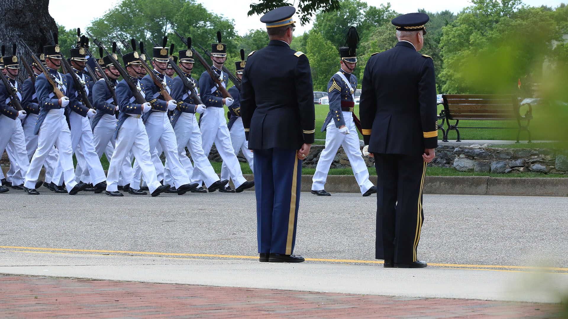 Gen. Peay and Col. Wanovich reviewing parade