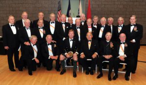 Class of 1961: Members of the class attending the Institute Society Dinner, Founders Day 2011, held in the Center for Leadership and Ethics were, from left, front row, Rhett Clarkson, David Harbach, Don Wilkinson, Sal Vitale, Ed Hollowell and Bill Keech. Second row: Fred Ayers, Carl Hirsch, Lee Badgett, Ben Lynch, Warren Copenhaver, Battle Haslam, Harrison Fridley and Hershell Murray. Third row: John Tharrington, Larry Wetsel, George Henning, Gates Richards, Jim Needham, Willard Hoskins, Ashby Taylor and John J.C. Miller.