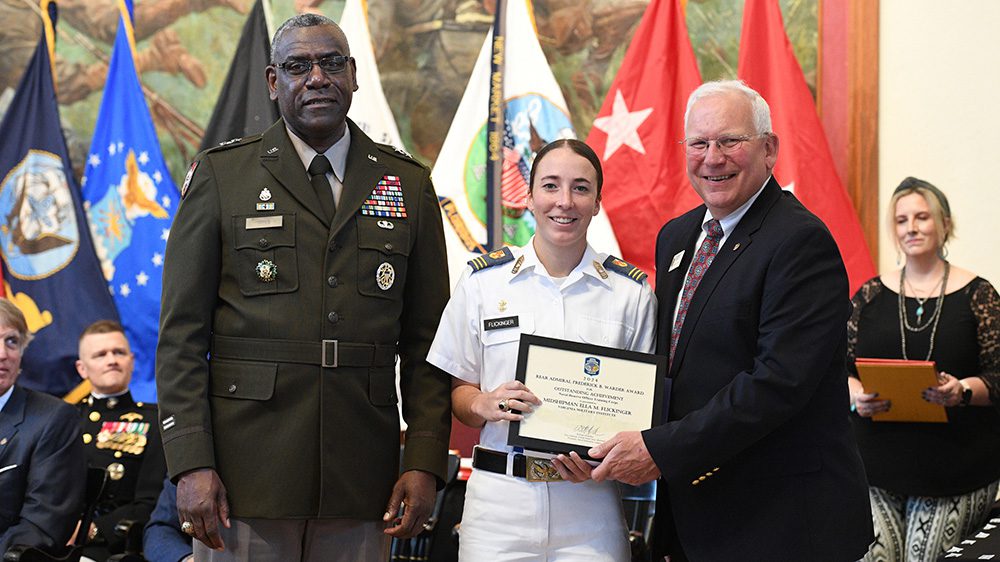 Cadet receiving an award