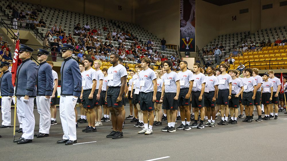 Cadets and new rats in formation at Matriculation